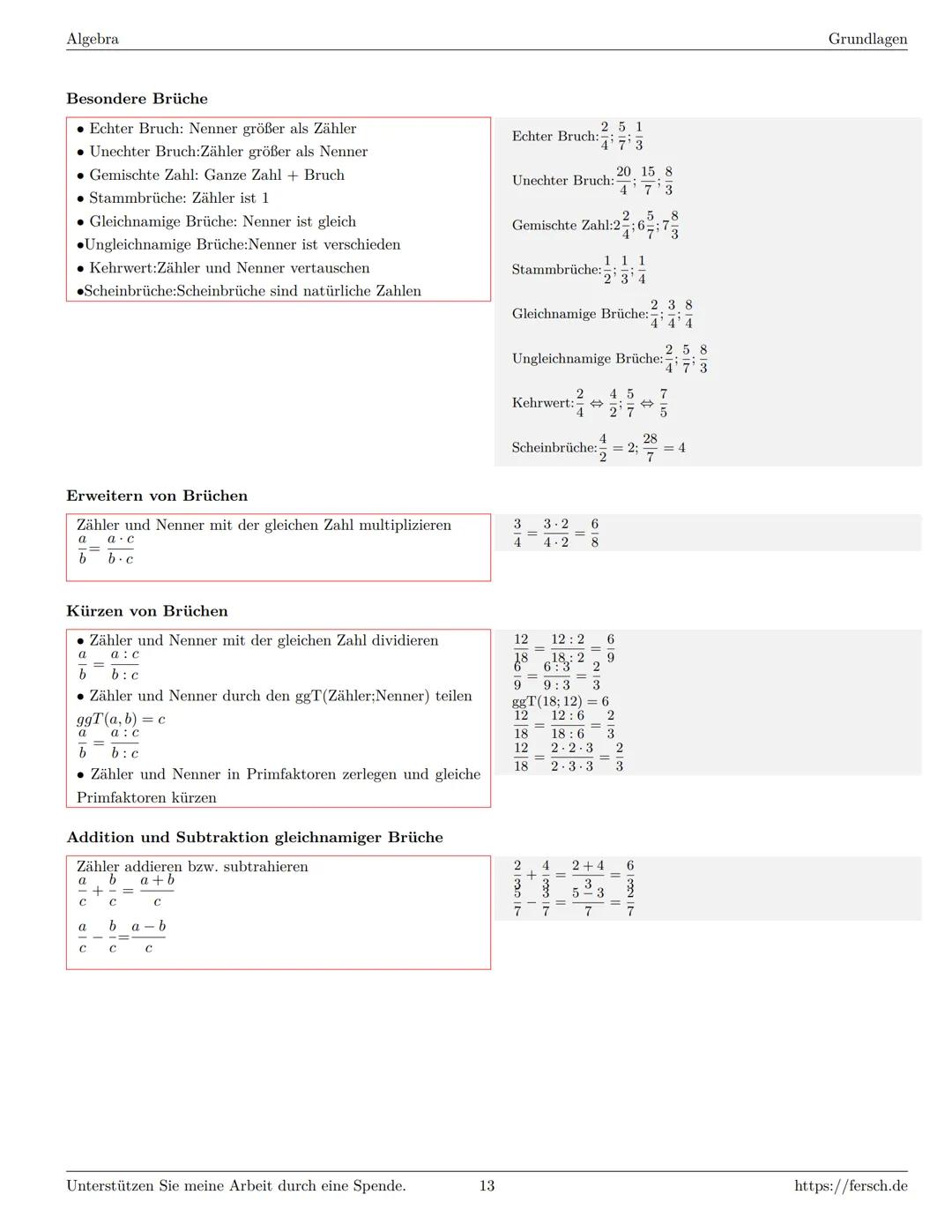 Inhaltsverzeichnis
1 Algebra
1.1 Grundlagen
Formelsammlung Mathematik
1.1.1 Mengen
1.1.2 Mengenoperationen
1.1.3 Zahlenmengen
1.1.4 Primfakt