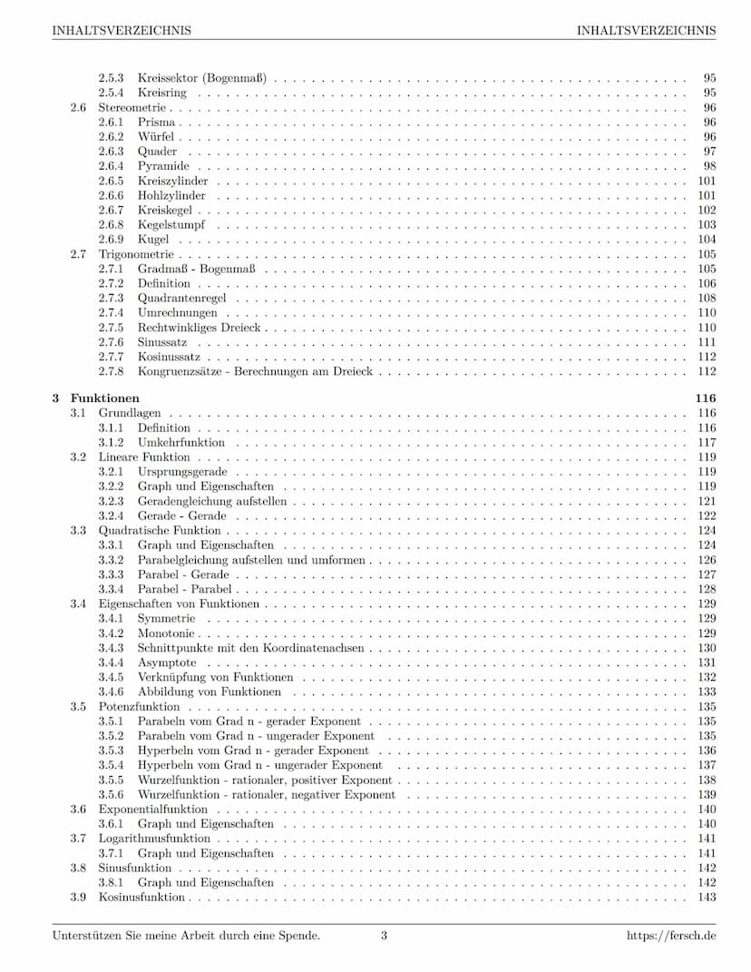 Inhaltsverzeichnis
1 Algebra
1.1 Grundlagen
Formelsammlung Mathematik
1.1.1 Mengen
1.1.2 Mengenoperationen
1.1.3 Zahlenmengen
1.1.4 Primfakt