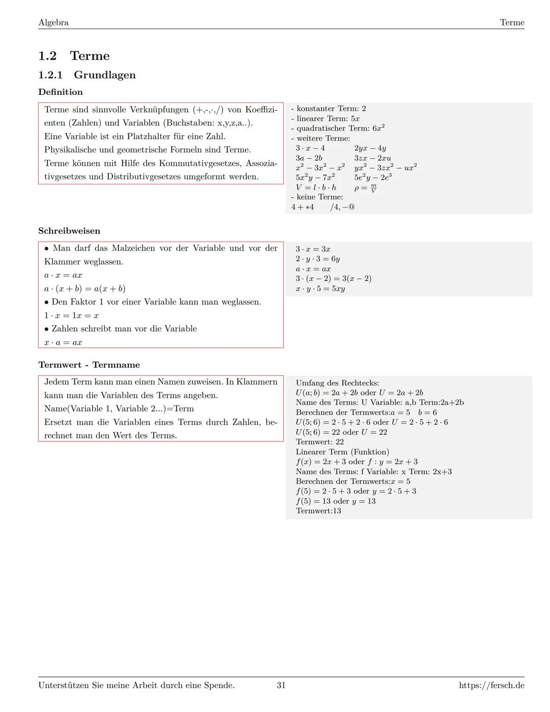 Inhaltsverzeichnis
1 Algebra
1.1 Grundlagen
Formelsammlung Mathematik
1.1.1 Mengen
1.1.2 Mengenoperationen
1.1.3 Zahlenmengen
1.1.4 Primfakt