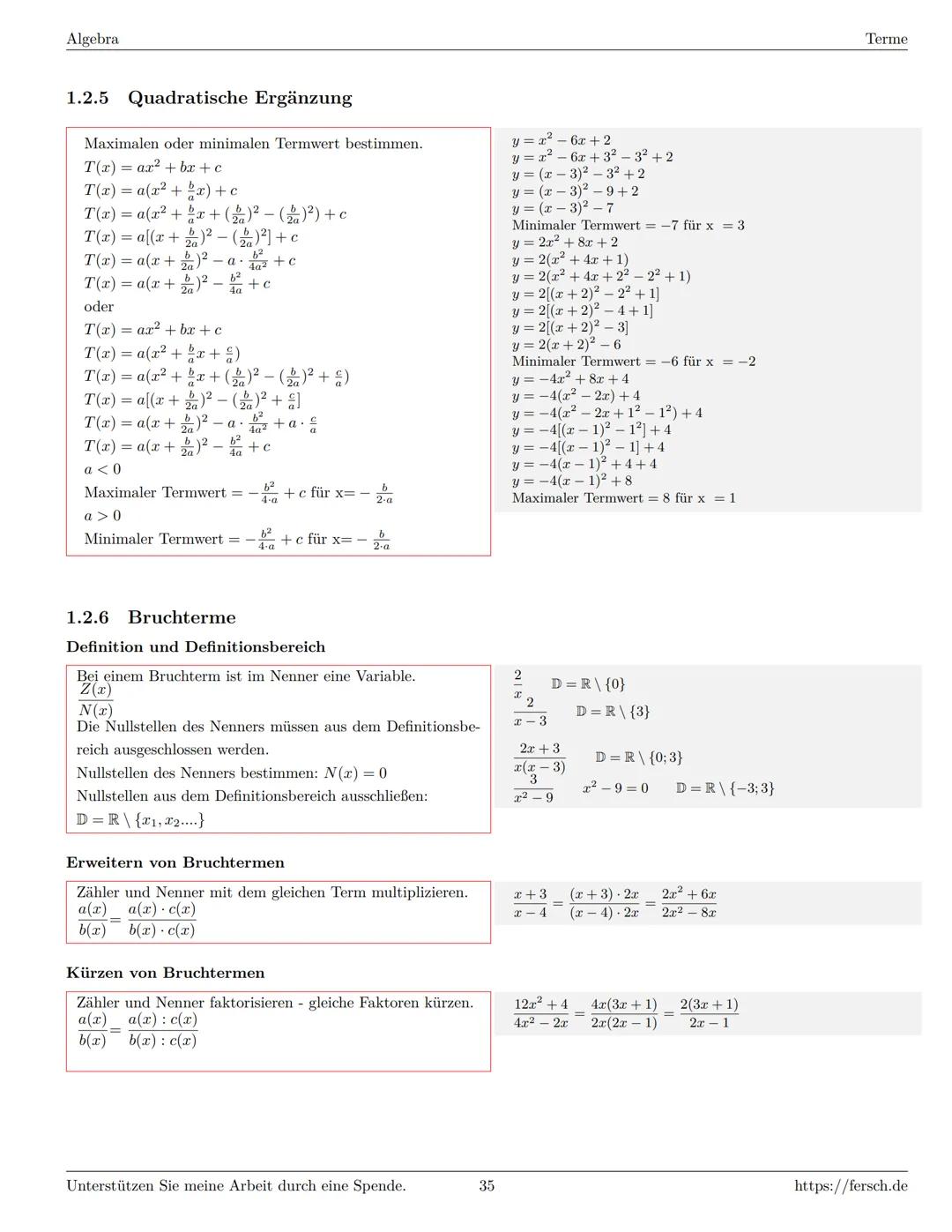 Inhaltsverzeichnis
1 Algebra
1.1 Grundlagen
Formelsammlung Mathematik
1.1.1 Mengen
1.1.2 Mengenoperationen
1.1.3 Zahlenmengen
1.1.4 Primfakt