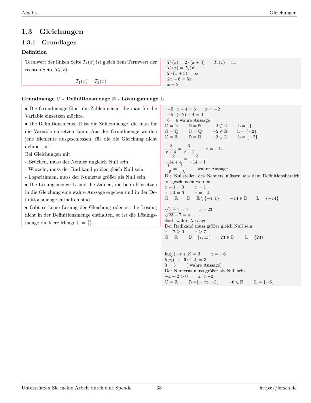 Inhaltsverzeichnis
1 Algebra
1.1 Grundlagen
Formelsammlung Mathematik
1.1.1 Mengen
1.1.2 Mengenoperationen
1.1.3 Zahlenmengen
1.1.4 Primfakt