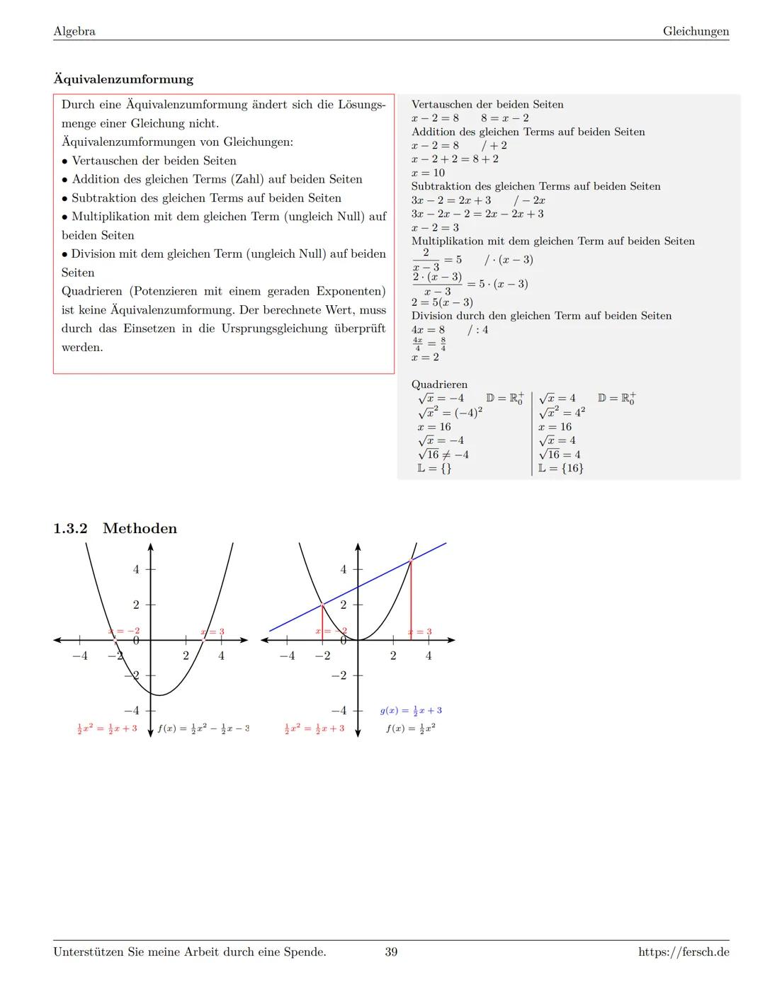 Inhaltsverzeichnis
1 Algebra
1.1 Grundlagen
Formelsammlung Mathematik
1.1.1 Mengen
1.1.2 Mengenoperationen
1.1.3 Zahlenmengen
1.1.4 Primfakt