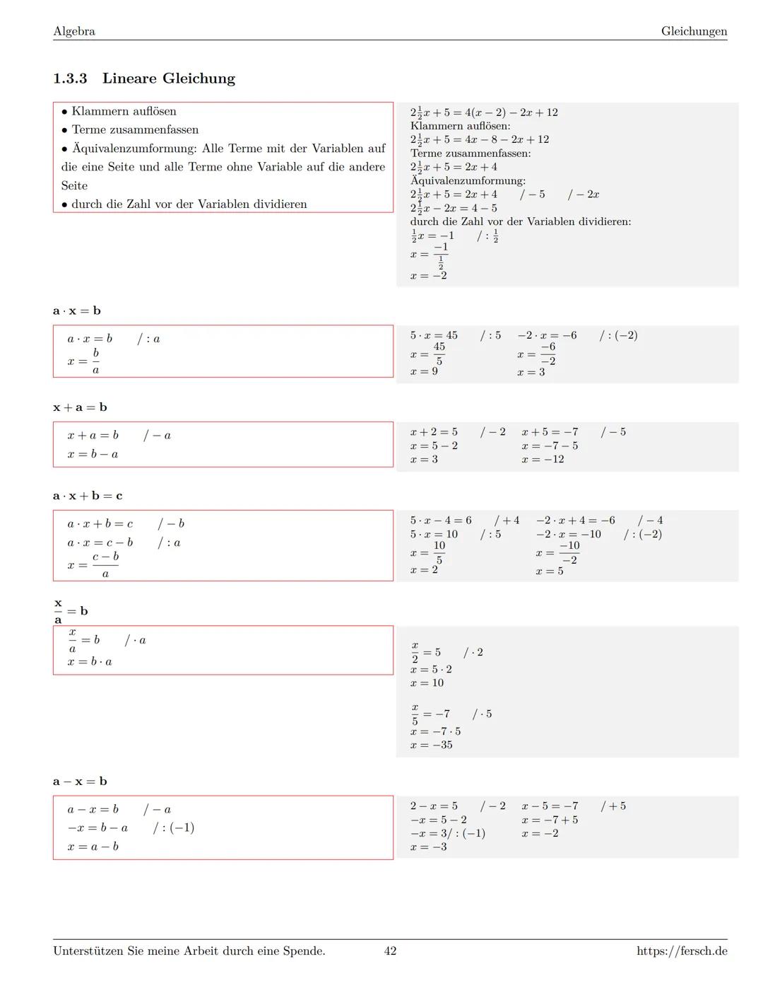 Inhaltsverzeichnis
1 Algebra
1.1 Grundlagen
Formelsammlung Mathematik
1.1.1 Mengen
1.1.2 Mengenoperationen
1.1.3 Zahlenmengen
1.1.4 Primfakt