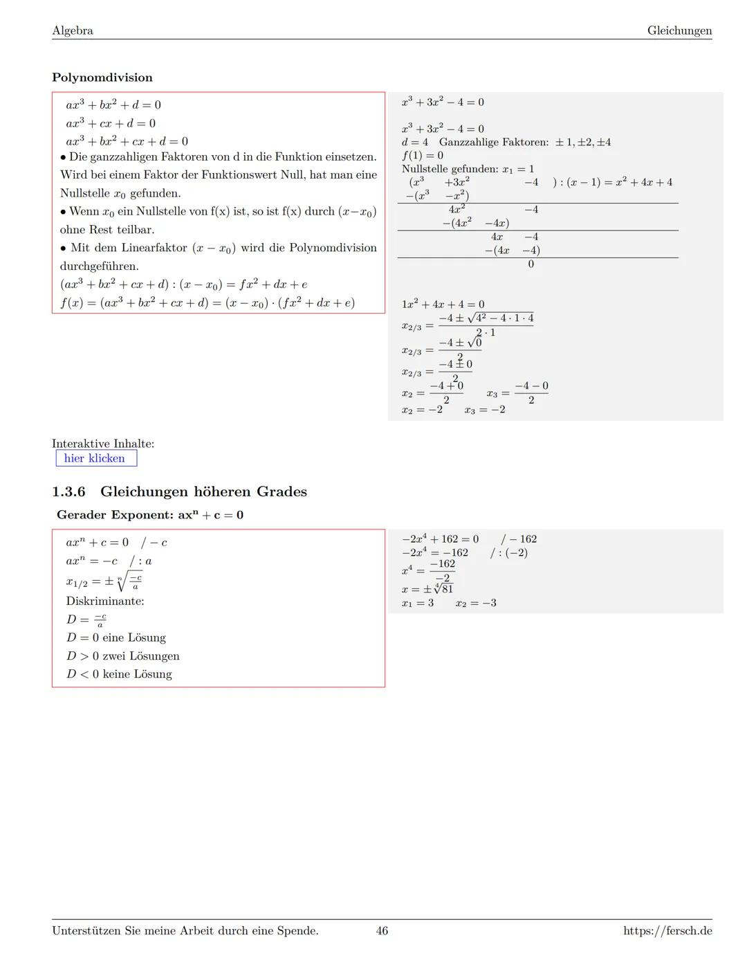 Inhaltsverzeichnis
1 Algebra
1.1 Grundlagen
Formelsammlung Mathematik
1.1.1 Mengen
1.1.2 Mengenoperationen
1.1.3 Zahlenmengen
1.1.4 Primfakt