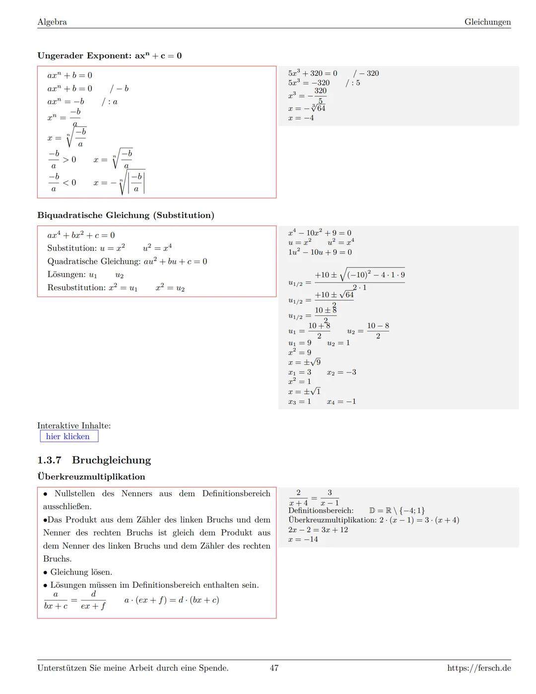 Inhaltsverzeichnis
1 Algebra
1.1 Grundlagen
Formelsammlung Mathematik
1.1.1 Mengen
1.1.2 Mengenoperationen
1.1.3 Zahlenmengen
1.1.4 Primfakt