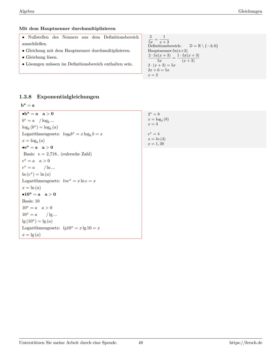 Inhaltsverzeichnis
1 Algebra
1.1 Grundlagen
Formelsammlung Mathematik
1.1.1 Mengen
1.1.2 Mengenoperationen
1.1.3 Zahlenmengen
1.1.4 Primfakt