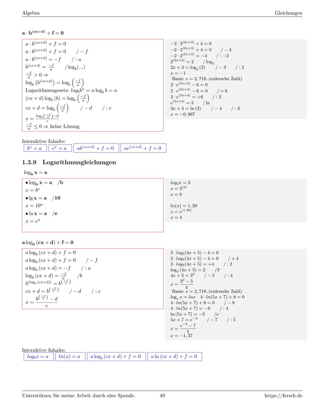 Inhaltsverzeichnis
1 Algebra
1.1 Grundlagen
Formelsammlung Mathematik
1.1.1 Mengen
1.1.2 Mengenoperationen
1.1.3 Zahlenmengen
1.1.4 Primfakt