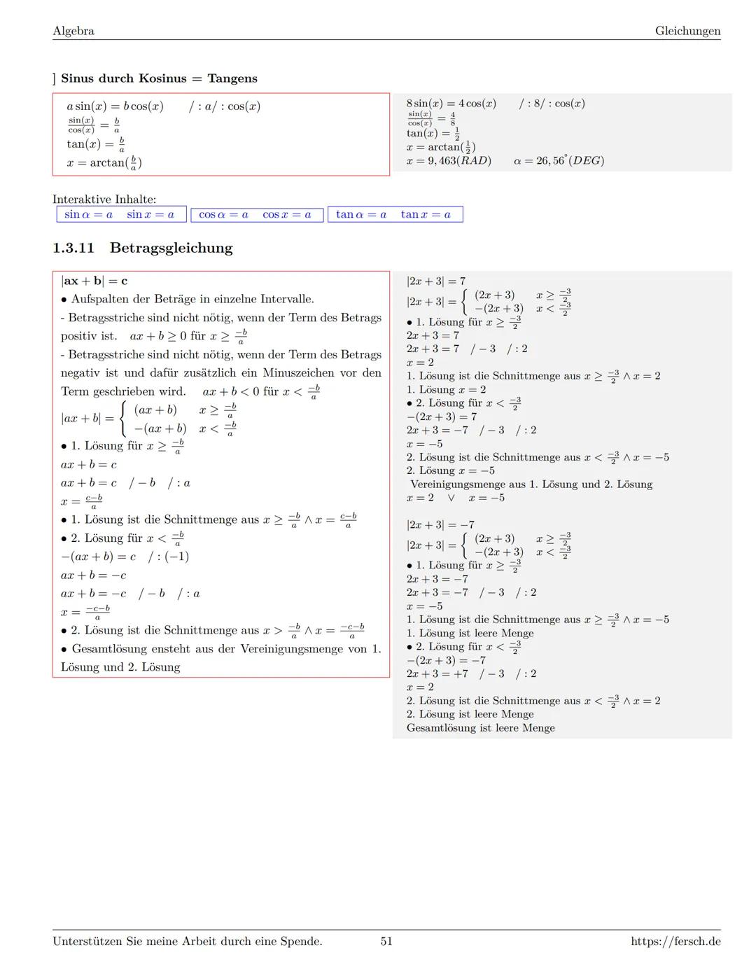 Inhaltsverzeichnis
1 Algebra
1.1 Grundlagen
Formelsammlung Mathematik
1.1.1 Mengen
1.1.2 Mengenoperationen
1.1.3 Zahlenmengen
1.1.4 Primfakt