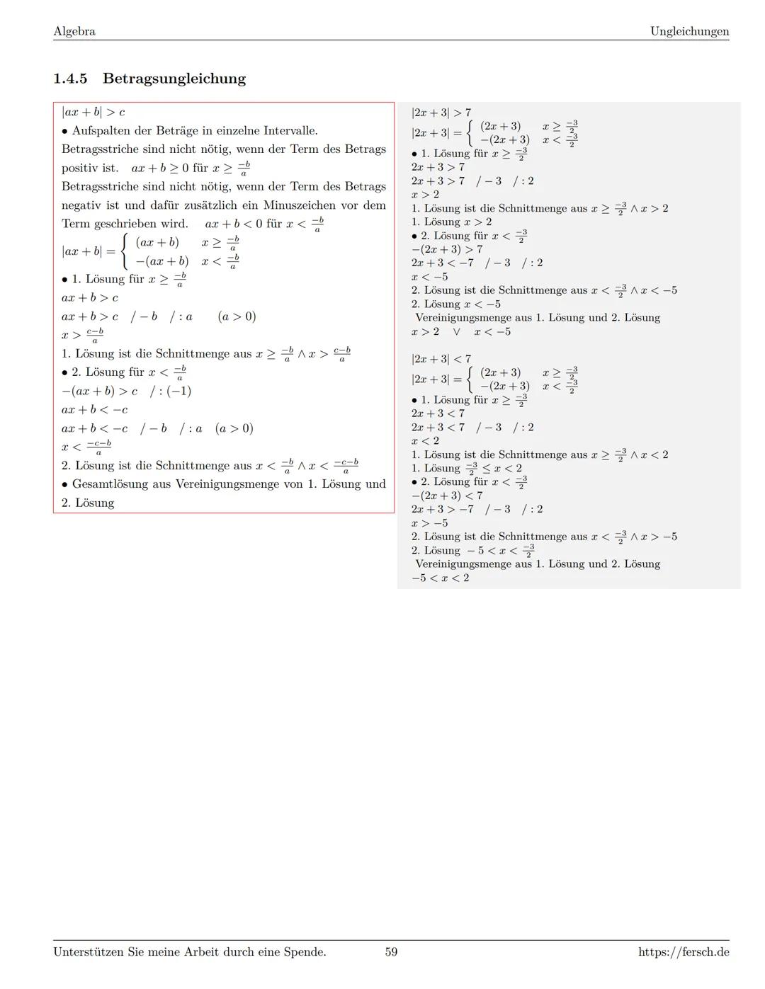 Inhaltsverzeichnis
1 Algebra
1.1 Grundlagen
Formelsammlung Mathematik
1.1.1 Mengen
1.1.2 Mengenoperationen
1.1.3 Zahlenmengen
1.1.4 Primfakt