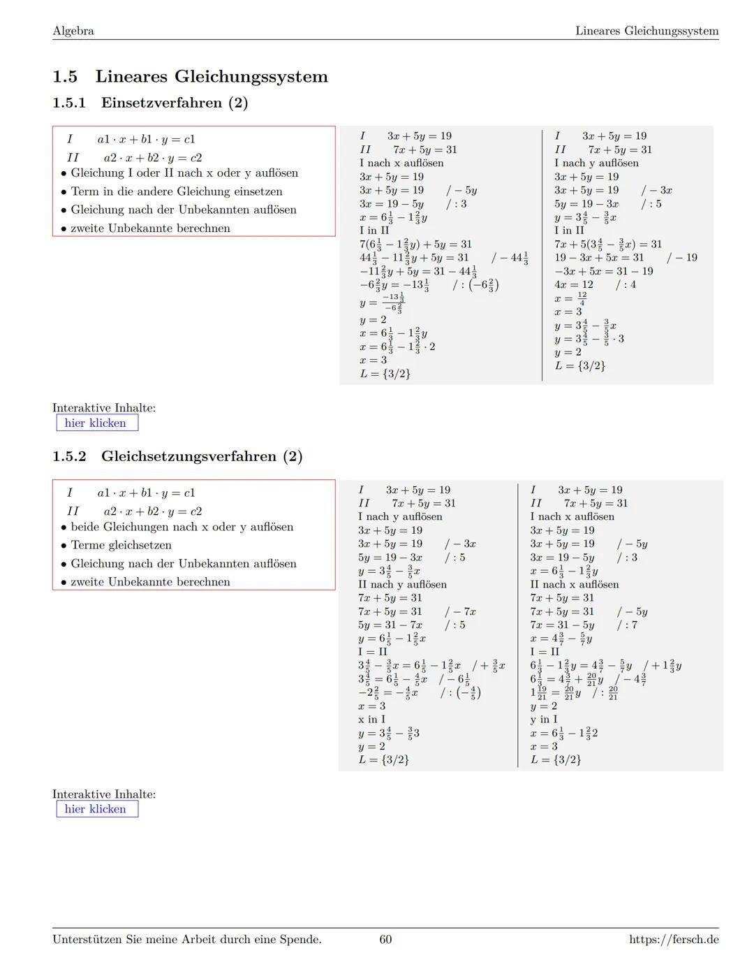 Inhaltsverzeichnis
1 Algebra
1.1 Grundlagen
Formelsammlung Mathematik
1.1.1 Mengen
1.1.2 Mengenoperationen
1.1.3 Zahlenmengen
1.1.4 Primfakt