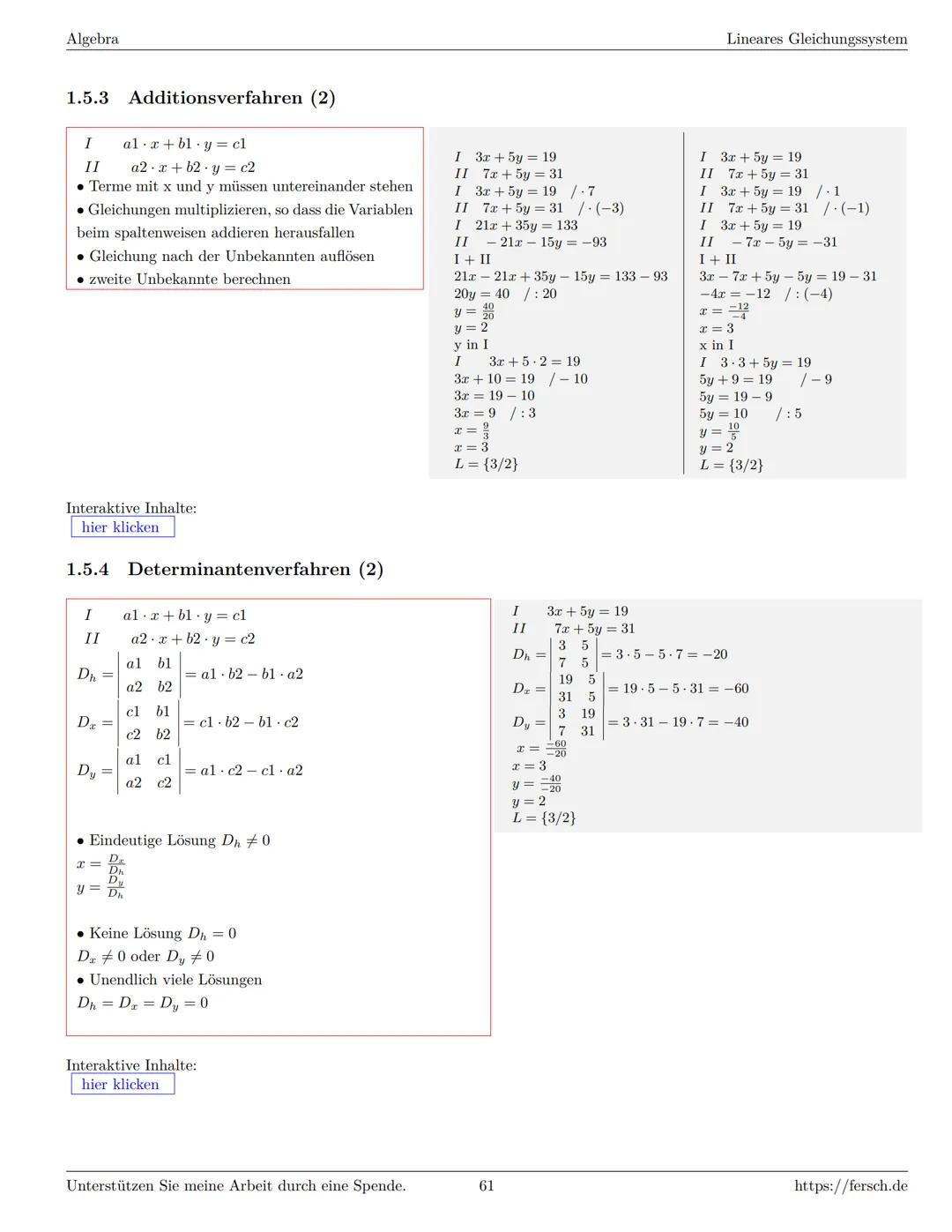 Inhaltsverzeichnis
1 Algebra
1.1 Grundlagen
Formelsammlung Mathematik
1.1.1 Mengen
1.1.2 Mengenoperationen
1.1.3 Zahlenmengen
1.1.4 Primfakt