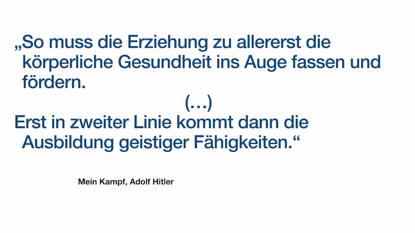Sport im NS-Staat ,,So muss die Erziehung zu allererst die
körperliche Gesundheit ins Auge fassen und
fördern.
(...)
Erst in zweiter Linie k
