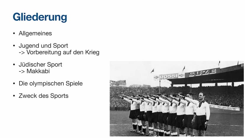 Sport im NS-Staat ,,So muss die Erziehung zu allererst die
körperliche Gesundheit ins Auge fassen und
fördern.
(...)
Erst in zweiter Linie k