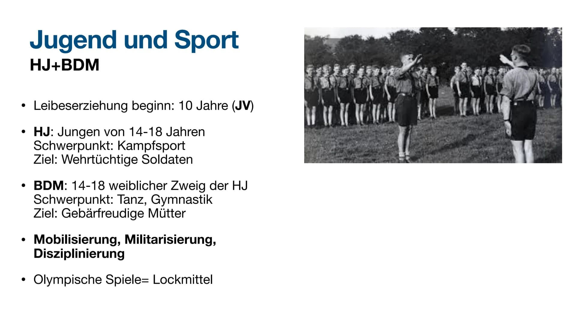 Sport im NS-Staat ,,So muss die Erziehung zu allererst die
körperliche Gesundheit ins Auge fassen und
fördern.
(...)
Erst in zweiter Linie k