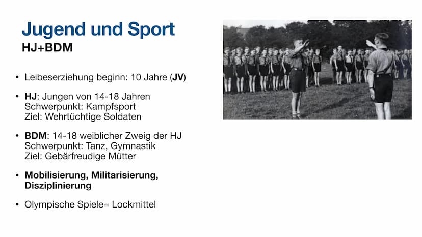 Sport im NS-Staat ,,So muss die Erziehung zu allererst die
körperliche Gesundheit ins Auge fassen und
fördern.
(...)
Erst in zweiter Linie k