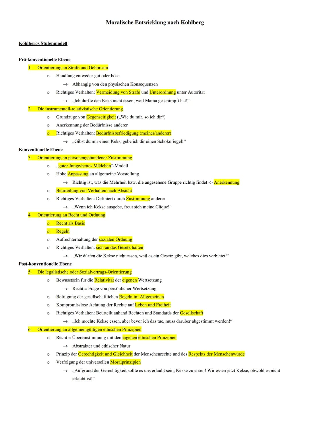 Kohlbergs Stufenmodell
Prä-konventionelle Ebene
1. Orientierung an Strafe und Gehorsam
2. Die instrumentell-relativistische Orientierung
O
4