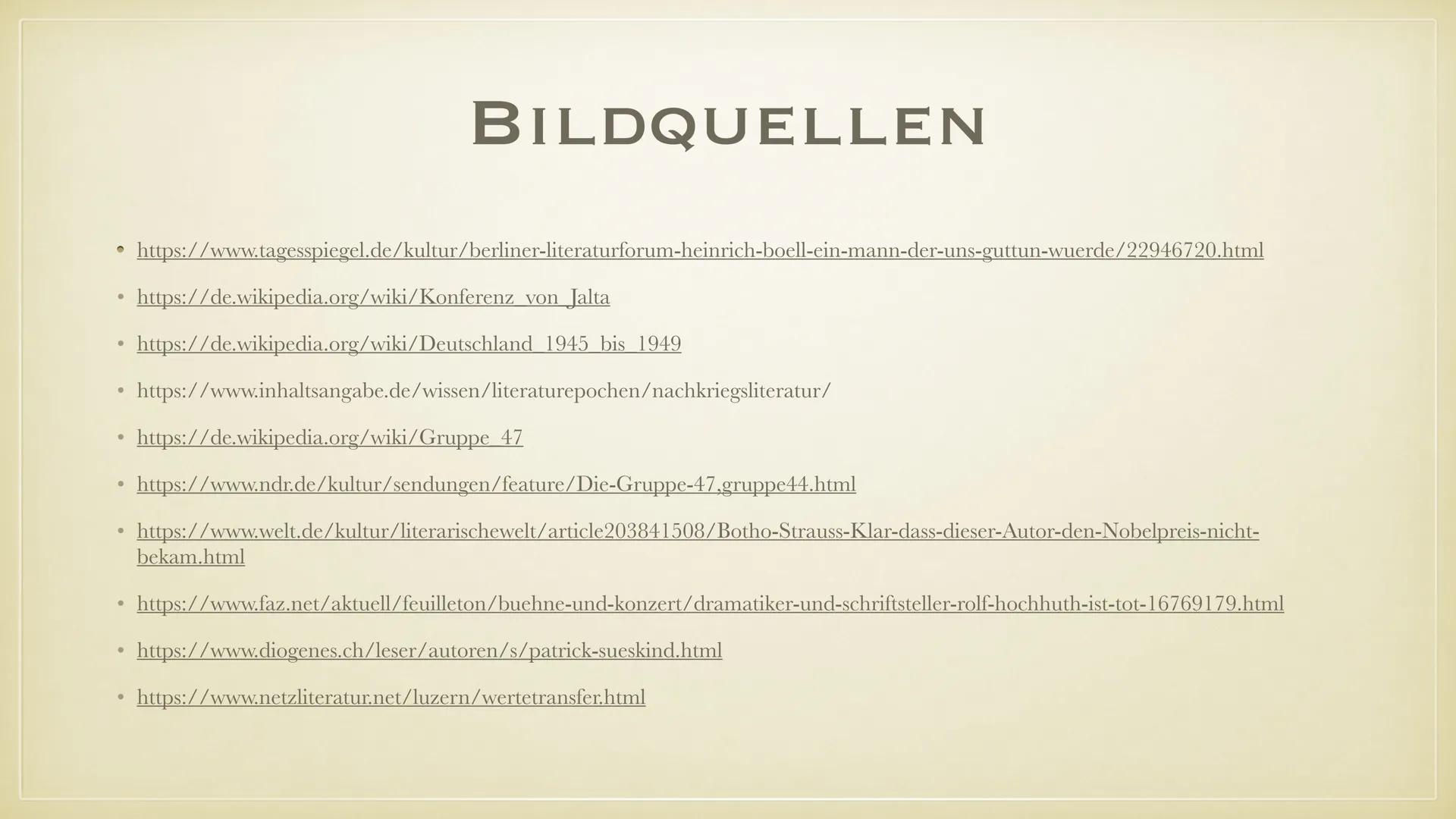 Die Literatur in der BRD (1945-1989)
Historischer Einblick:
: Ende des Zweiten Weltkrieges mit der bedingungslosen Kapitulation
●
Deutschlan