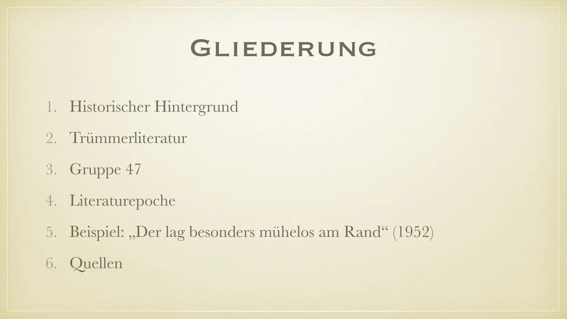 Die Literatur in der BRD (1945-1989)
Historischer Einblick:
: Ende des Zweiten Weltkrieges mit der bedingungslosen Kapitulation
●
Deutschlan