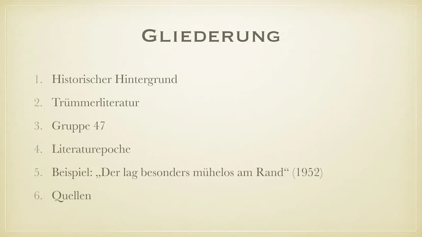 Die Literatur in der BRD (1945-1989)
Historischer Einblick:
: Ende des Zweiten Weltkrieges mit der bedingungslosen Kapitulation
●
Deutschlan