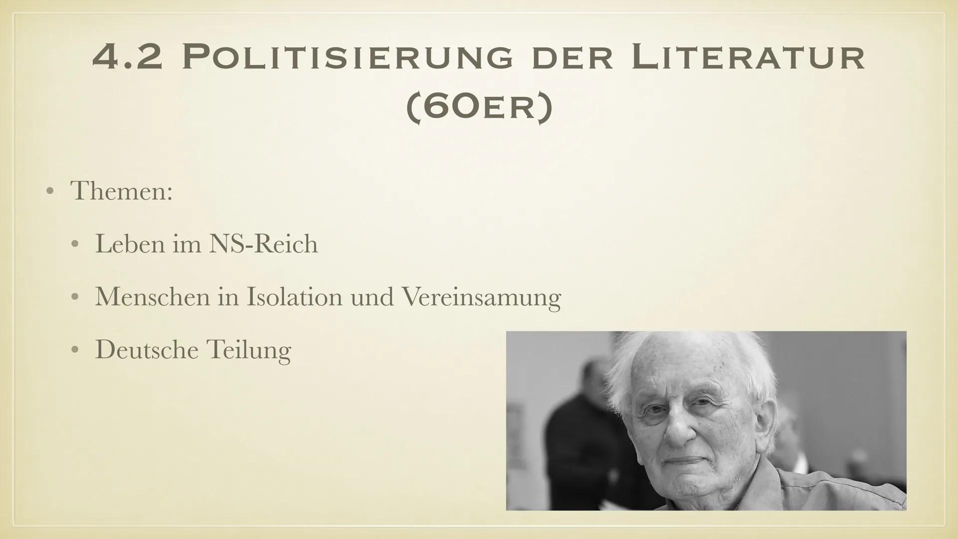 Die Literatur in der BRD (1945-1989)
Historischer Einblick:
: Ende des Zweiten Weltkrieges mit der bedingungslosen Kapitulation
●
Deutschlan