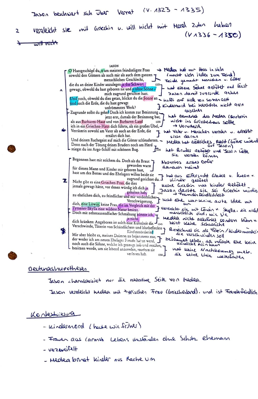 2. Klausur 11/I
Thema: Euripides, Medea"
Dramenszeneninterpretation
Thema
Ordnen Sie den vorliegenden Textauszug (M 1) in die Gesamthandlung