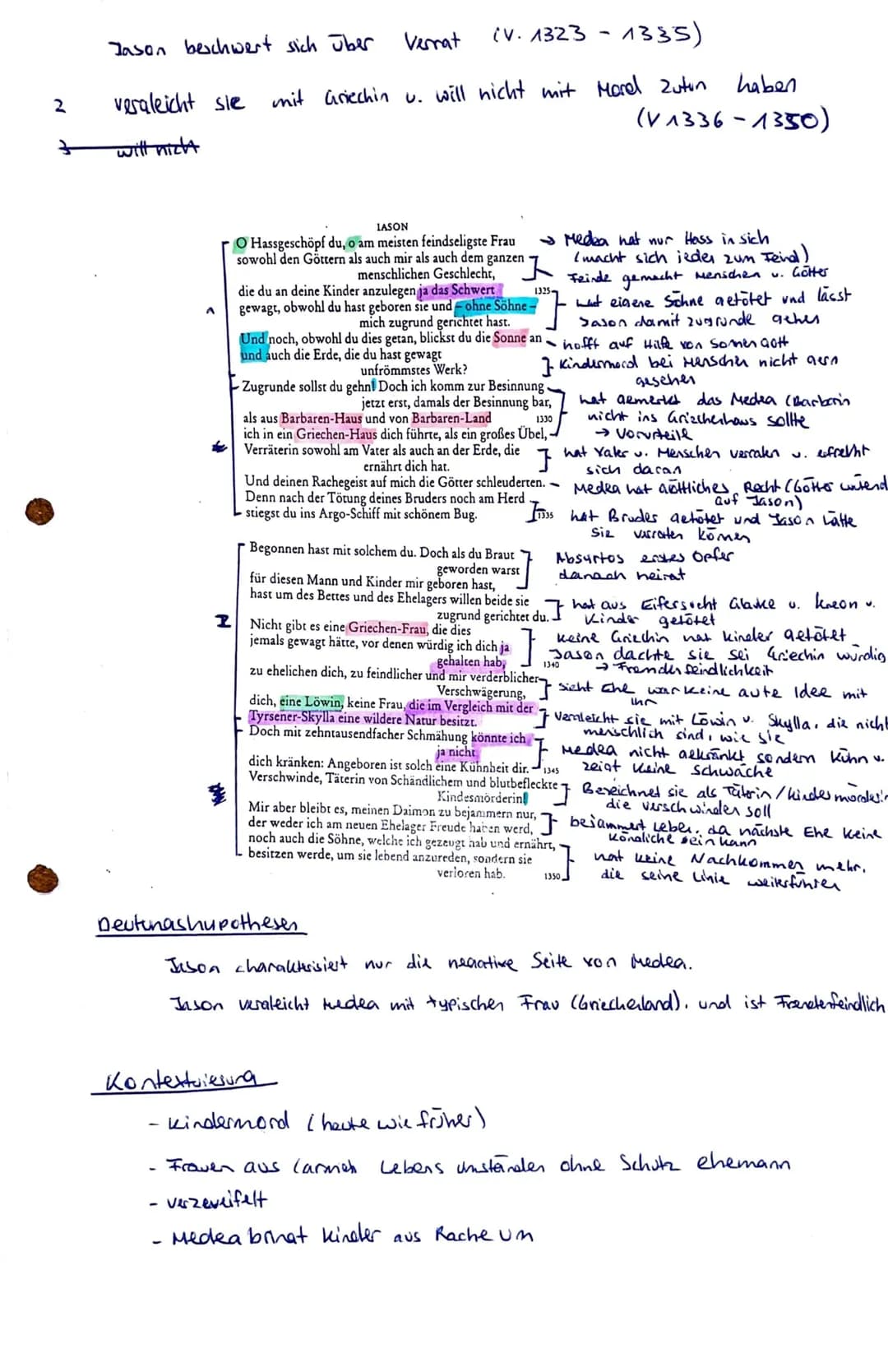 2. Klausur 11/I
Thema: Euripides, Medea"
Dramenszeneninterpretation
Thema
Ordnen Sie den vorliegenden Textauszug (M 1) in die Gesamthandlung