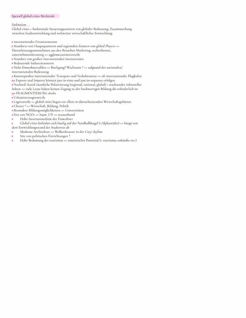 Beispiel Aufgabe 1 - Lokalisierung und demographische, sozialökonomische
Entwicklung (=> bezieht sich sowohl auf deutsche Städte als auch au