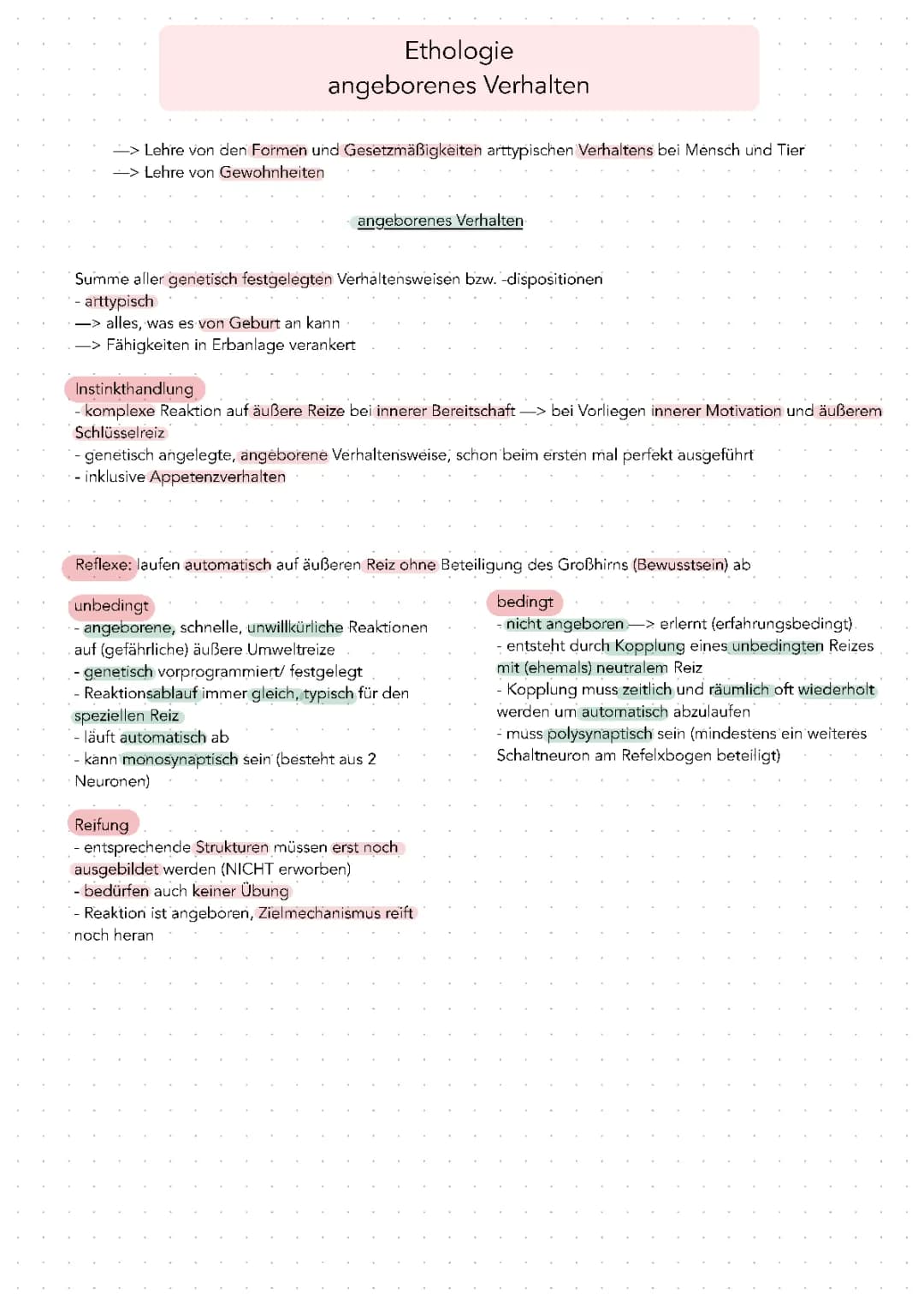 Ethologie, angeborenes Verhalten