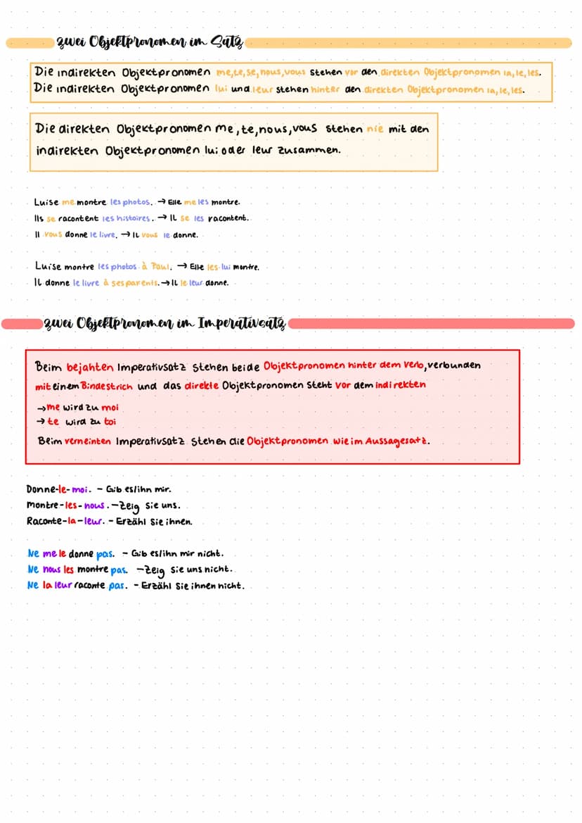 Direkte Objektpronomen
→ ersetzen direkte Objekte ( werden ohne Präposition an das verb ange Schlossen)
verb direktes Objekt
Beispiele direk