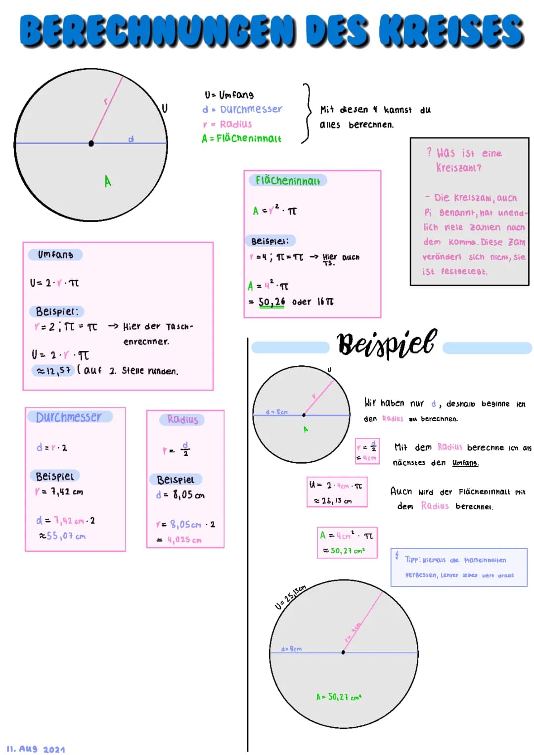 Kreis berechnen - Basics