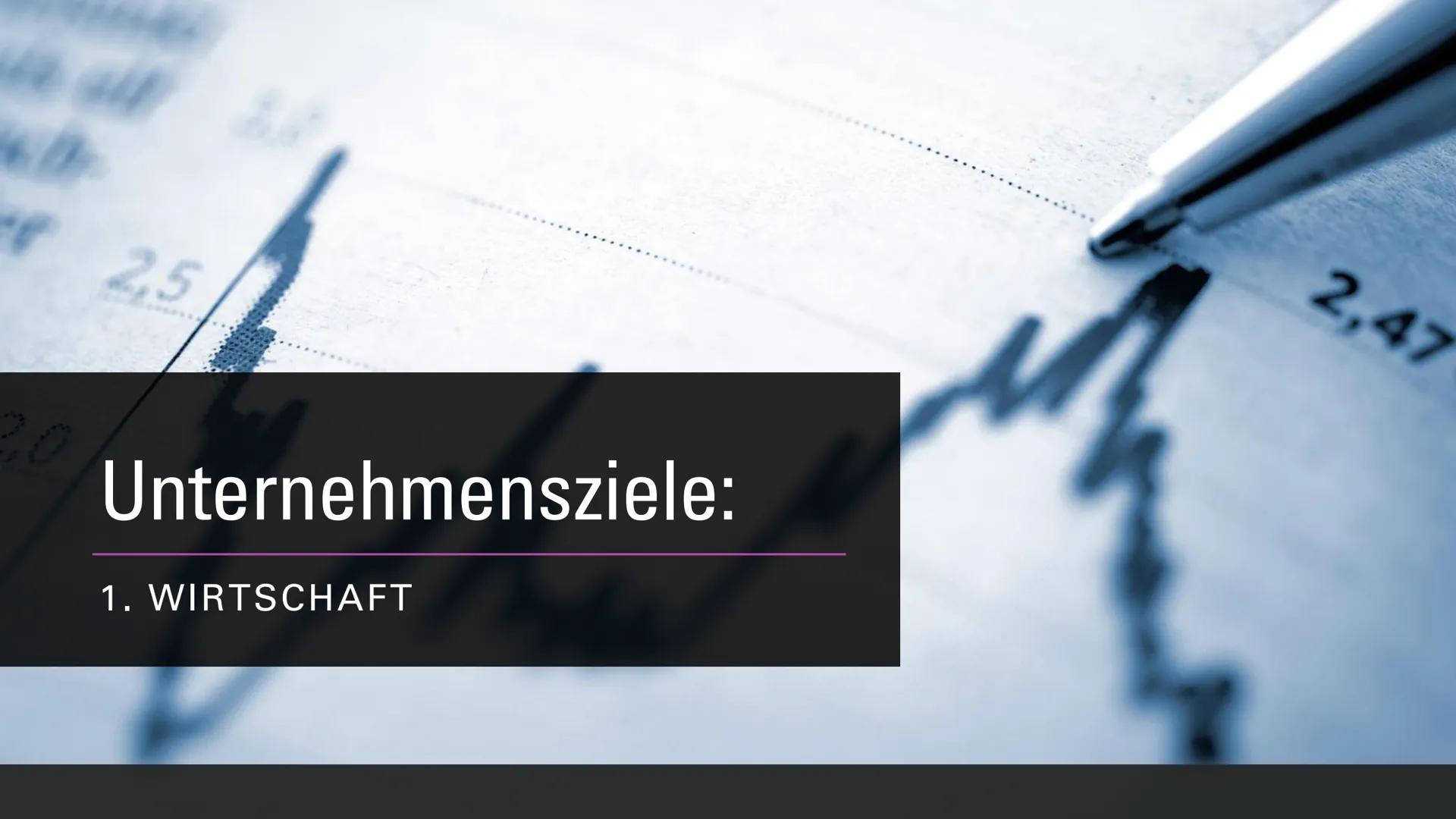2,5
Unternehmensziele:
1. WIRTSCHAFT
2,47 Unternehmensziele:
Umwelt
betreffend
Ökologische Ziele
Ökonomische Ziele
Wirtschaft
betreffend
Gem