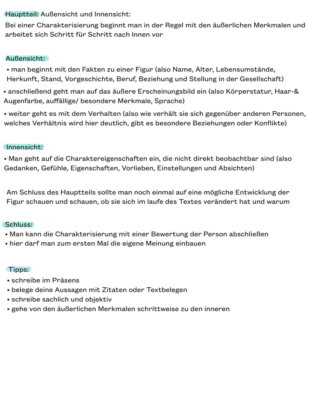 Literarische Charakterisierung
Was ist eine Charakterisierung?
es geht darum, die wichtigsten Eigenschaften & Merkmale einer Figur zu benenn