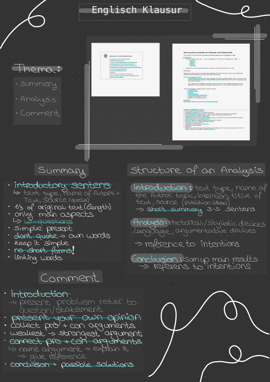 .
Thema:
summery
• Analysis.
Comment
Englisch Klausur
O Upss-function of styletic devices
T
Comment
tomon's
Tinging the longe of every spec
