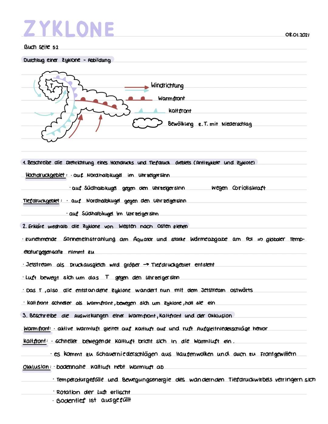 # ZYKLONE

Buch seite 52

Durchzug einer Zyklone Abbildung

Windrichtung

Warmfront

kalt front

Bewölkung z. T. mit Niederschlag

08.01.202
