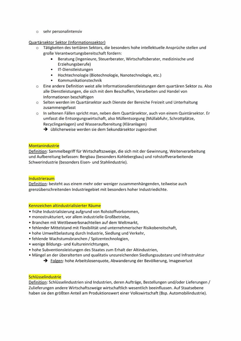 Industrie / Wirtschaft im Wandel - Lernzettel
Strukturwandel
... ist die mit der marktwirtschaftlichen Dynamik verbundenen, mehr oder wenige