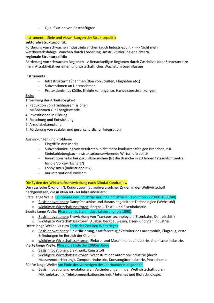 Industrie / Wirtschaft im Wandel - Lernzettel
Strukturwandel
... ist die mit der marktwirtschaftlichen Dynamik verbundenen, mehr oder wenige