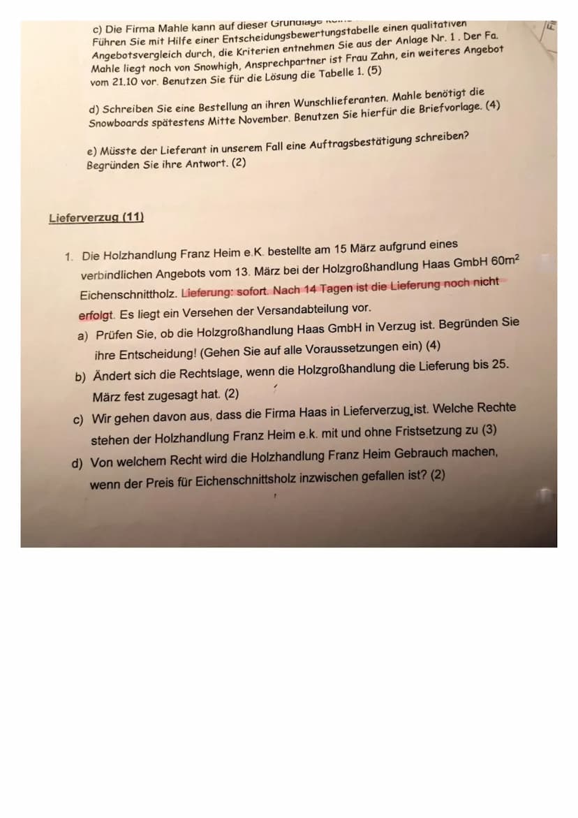 Punkte: 3 von 37
Note: 4,7
Theoriefragen vermischt (10)
1. Wie kommt ein Kaufvertrag zustande? (1)
2. Nennen Sie vier Möglichkeiten um neue 