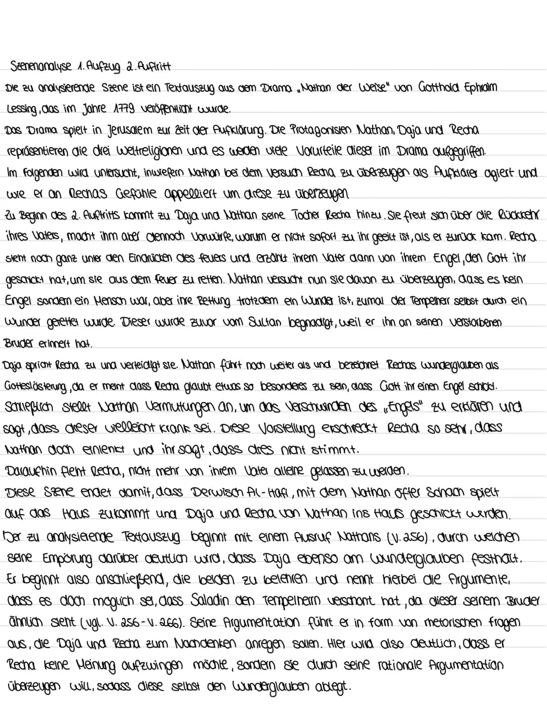 Szenenanalyse 1. Aufzug 2. Auftritt
Die zu analysierende Szene ist ein Textauszug aus dem Drama „Nathan der Weise" von Gotthold Ephraim
Less