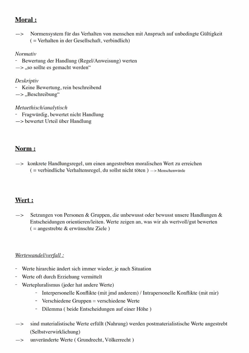 Was ist Ethik ?
-> moralisch konkretes
- ethnische Fragen
- Sicht aufs Leben
- hinterfragt das Handeln
Ethik ist die Lehre/Theorie vom Hande
