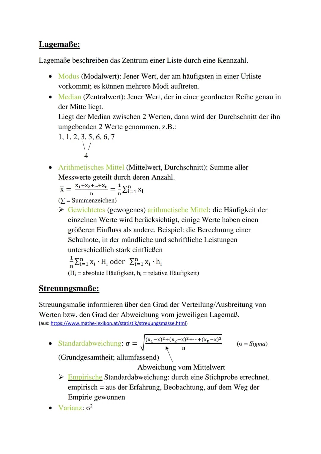 Statistik (Stochastik)
Statistik ist die übersichtliche Darstellung von gesammelten Daten
sowie deren Auswertung und Interpretation. Dabei u