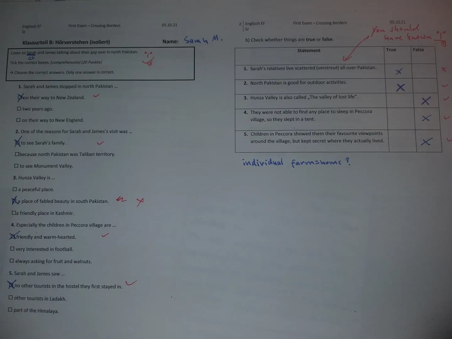 Englisch EF G4
SJ
1. Outline the reasons Michelle Obama gives for and against studying abroad.
(Comprehension) (8 Punkte)
2. Analyse how Mic