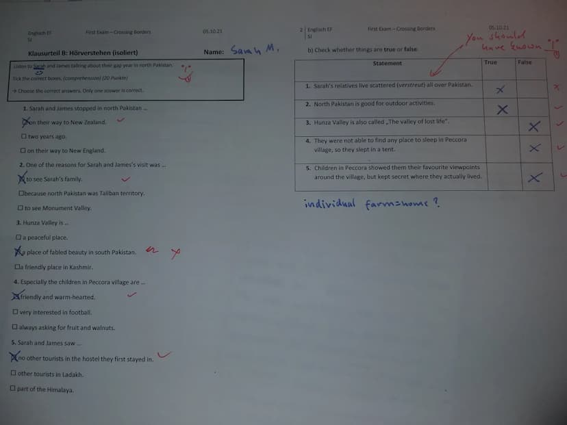Englisch EF G4
SJ
1. Outline the reasons Michelle Obama gives for and against studying abroad.
(Comprehension) (8 Punkte)
2. Analyse how Mic