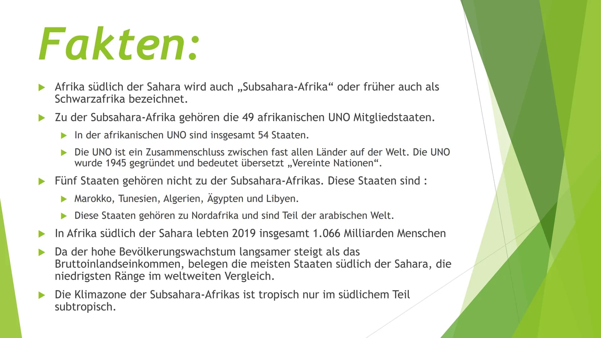 Afrika südlich der
Sahara Handout-Afrika südlich der Sahara
Fakten:
Der Teil Afrikas südlich der Sahara wird auch ,,Subsahara-Afrika" genann