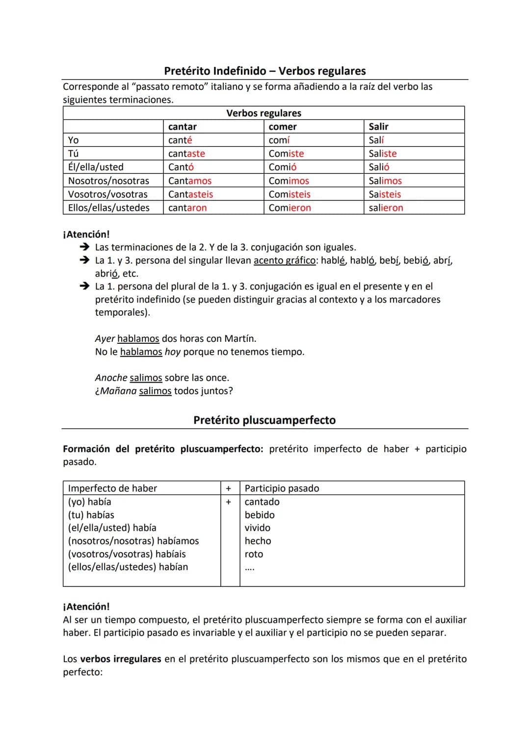 PRETÉRITO PERFECTO
1° parte
1° parte haber
He
Has
Ha
Hemos
Habéis
han
↓
haber
(auxiliar)
Irregulares:
Ir →→ ido
Abrir →→→ abierto
Hacer hech