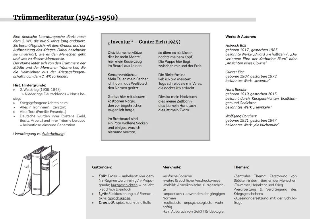 Trümmerliteratur: Merkmale, Autoren und bekannte Werke erklärt