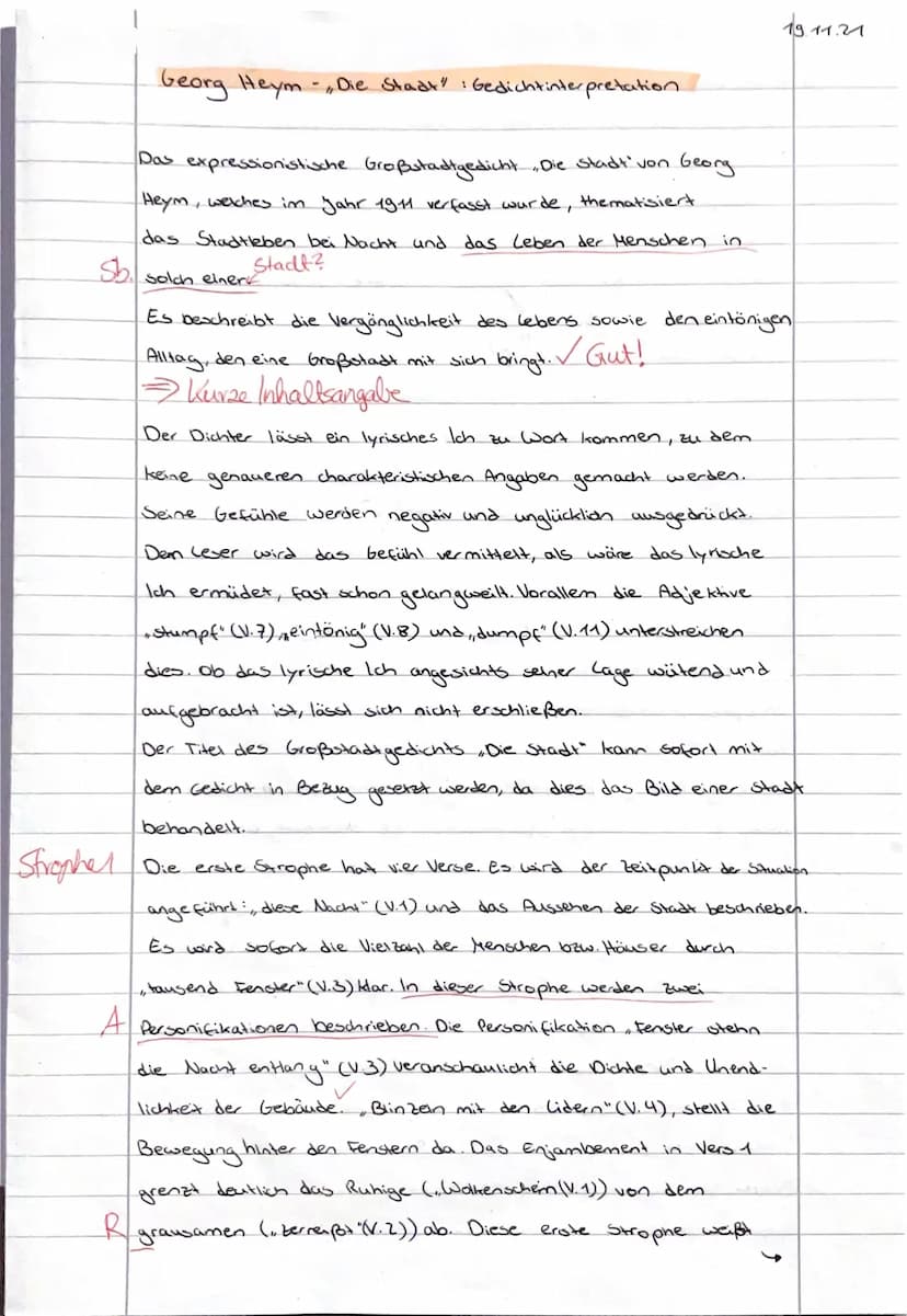Deutsch, G10
1
2
3
4
Interpretiere das Gedicht ,,Weltende" von Else Lasker-Schüler (1905) ODER Georg Heyms Gedicht
,,Die Stadt" (1911). Berü