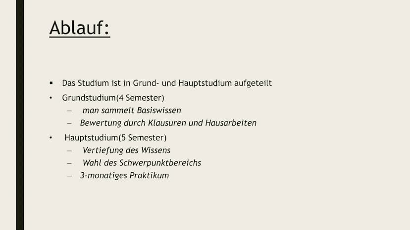 Deutsche
Gesetze ●
●
●
●
●
●
Basis Fakten
Voraussetzungen
Ablauf
Inhalte
Berufe
Universitäten
Selbsttests
INHALT: Basisfakten:
●
●
●
●
Das S