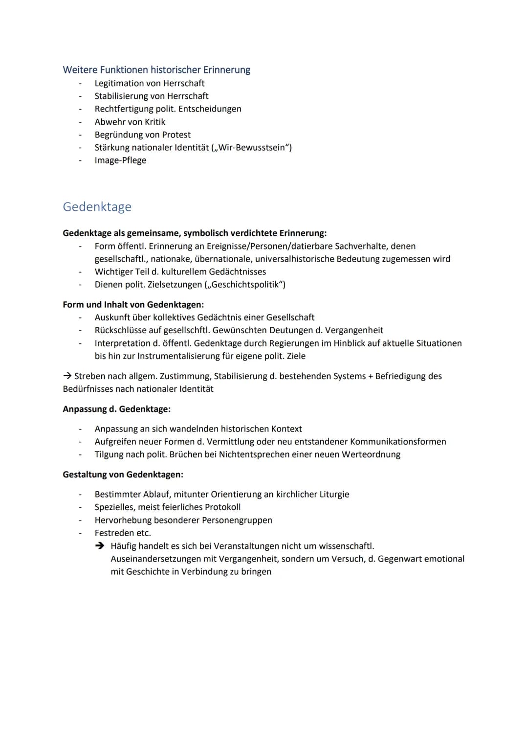 Geschichts- und Erinnerungskultur
Klausur Geschichte am 08.03.23
Hedwig Richter: Die Schlachten der Volksherrschaft. Über Gedenktage
und Dem