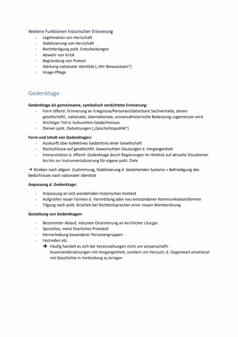 Geschichts- und Erinnerungskultur
Klausur Geschichte am 08.03.23
Hedwig Richter: Die Schlachten der Volksherrschaft. Über Gedenktage
und Dem