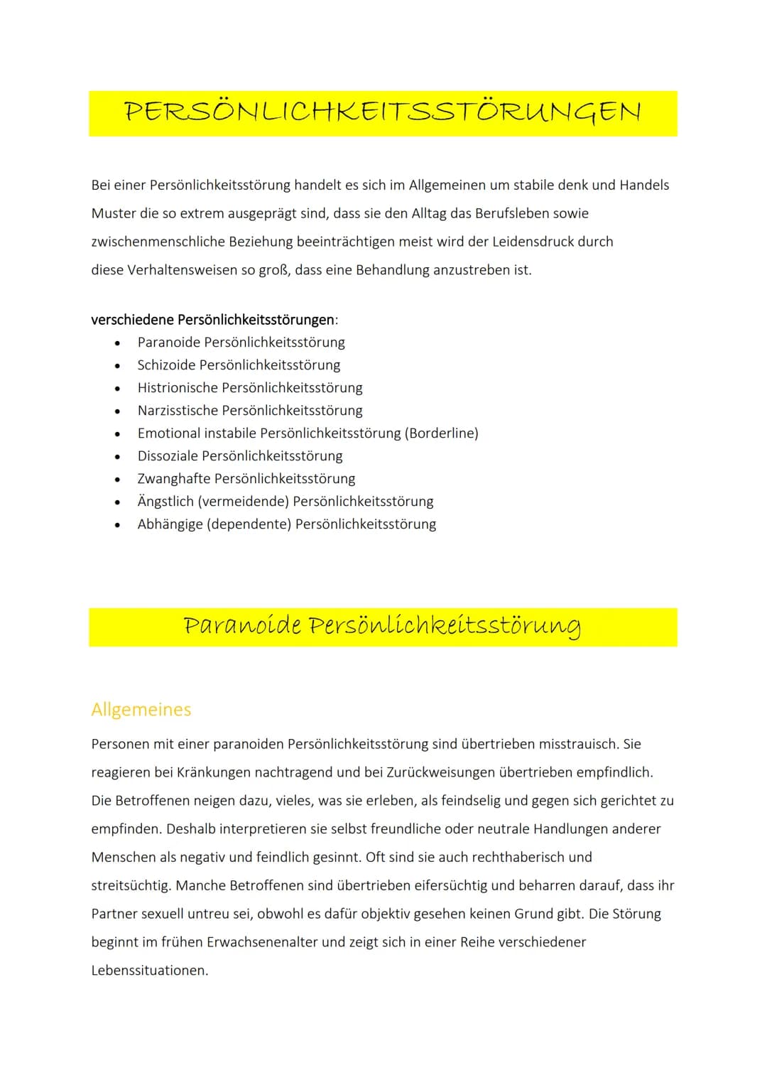 Bei einer Persönlichkeitsstörung handelt es sich im Allgemeinen um stabile denk und Handels
Muster die so extrem ausgeprägt sind, dass sie d